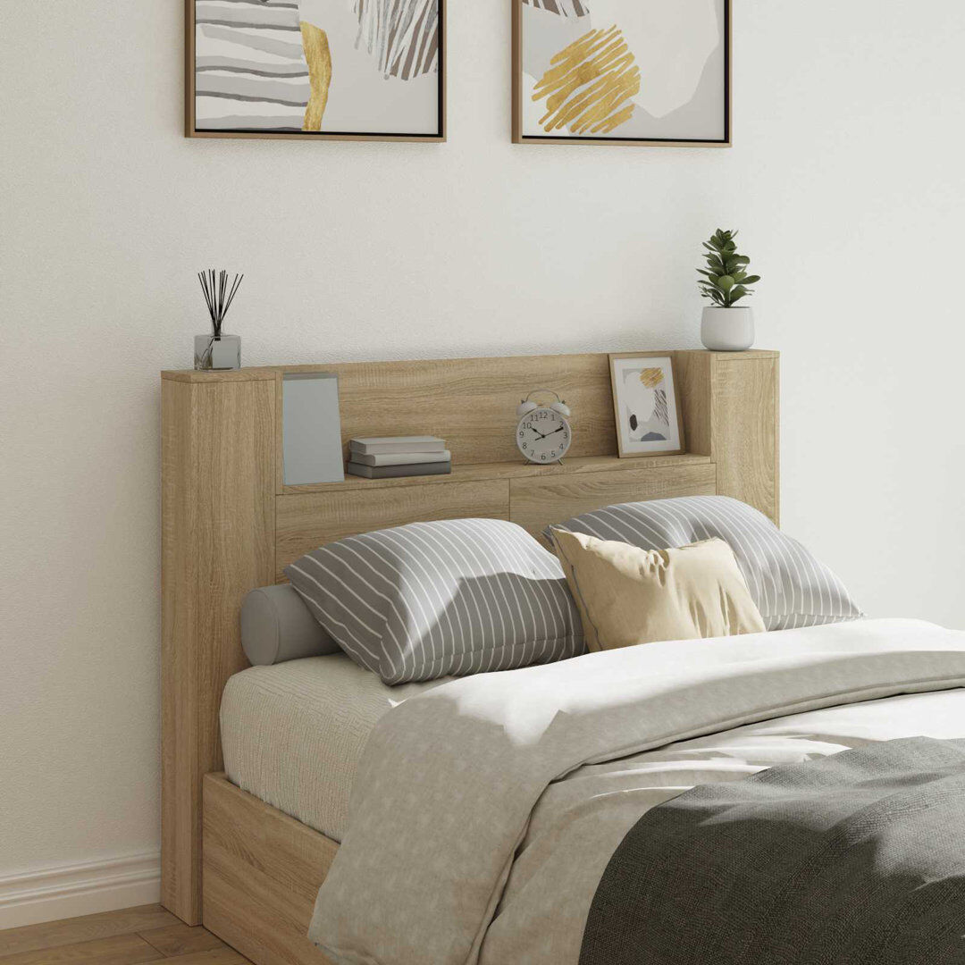 Latitude Run Bookcase Headboard Sonoma Oak European Double (140 x 200 cm)