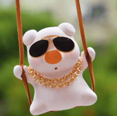Inspire Curations Cute Pink Swing Pig Rearview Mirror Car Pendant qb003 005