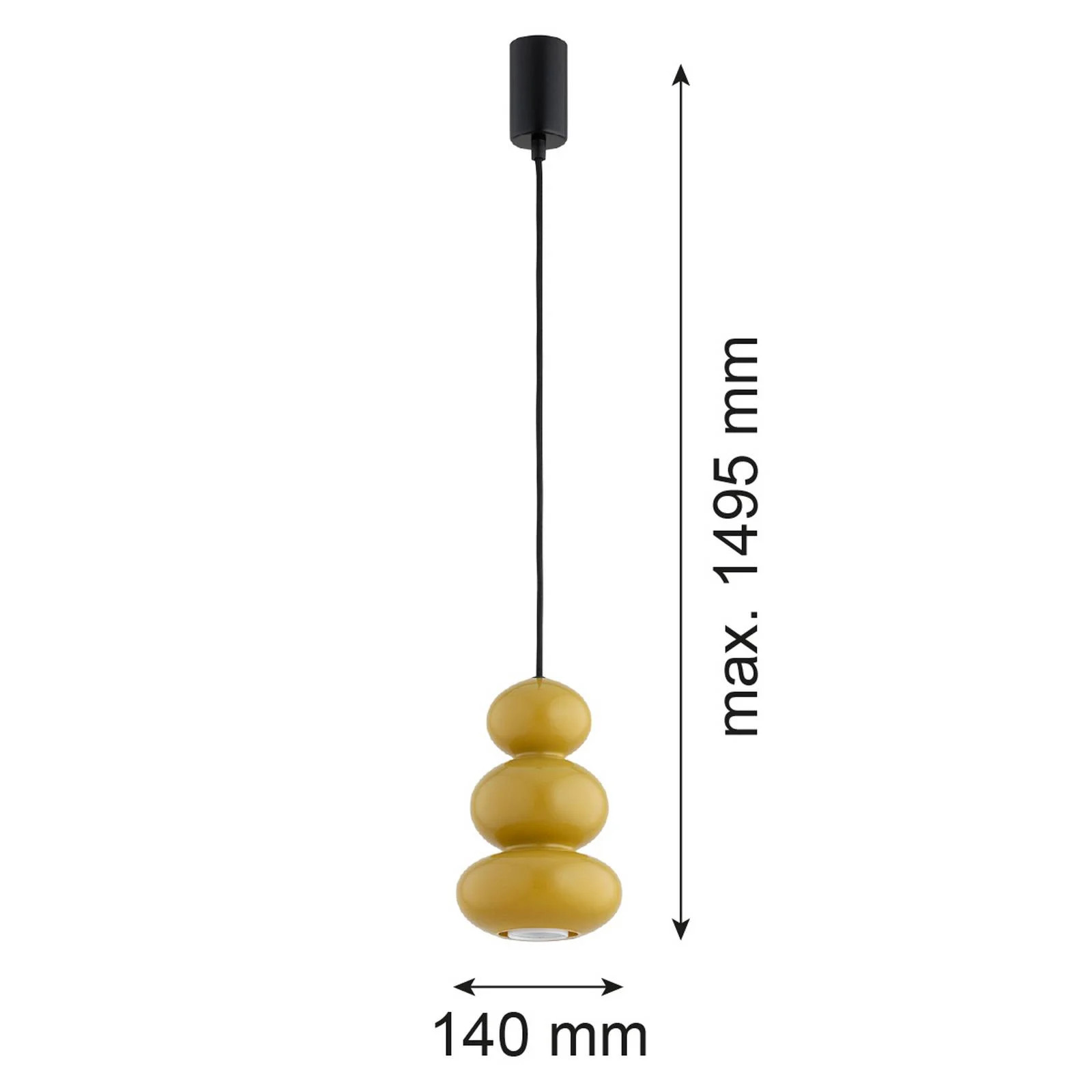 Argon Hanglamp Oman - Geel/Zwart - Modern Glas en Metaal - Dimbaar