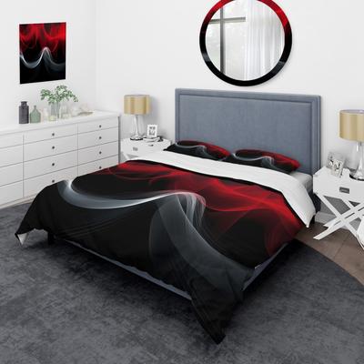 DESIGN ART "Designart ""Red Black Contemplative Abstraction XI"" Red Modern - Bedding Cover Set With Shams"