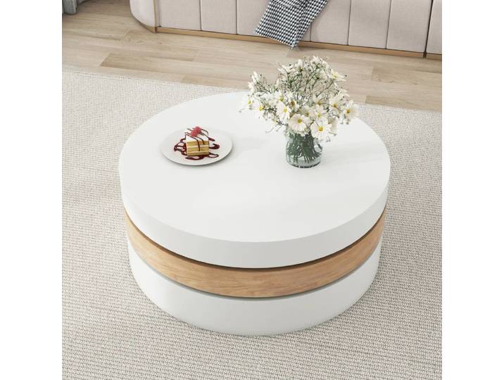 Table basse cylindrique moderne 360 ° Meubles de salon d'une capacité supérieure rotative de 30 kg