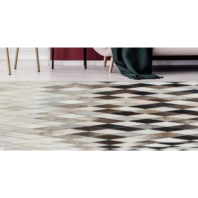 Fellteppich KAYOOM "Lavish 510" Gr. 4, grau, B:160cm H:8mm L:230cm, Leder, Teppiche, Fellteppich, Patchwork-echtes Leder-Fell, Wohnzimmer