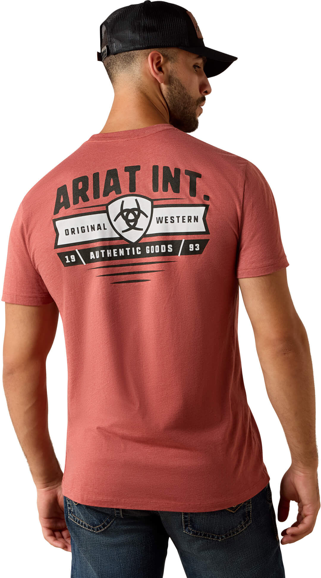 Men's Banner Badge T-Shirt in Red Clay Heather Cotton, Size: 2XL by Ariat