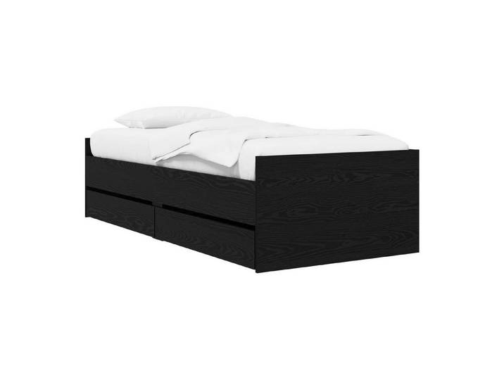 vidaXL Bett Bettrahmen mit Schubladen Schwarze Eiche Massives Kiefernholz (1-tlg)
