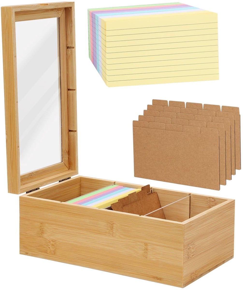 Dailygoods Houten Kaarthouder Opbergdoos met Deksel Compact