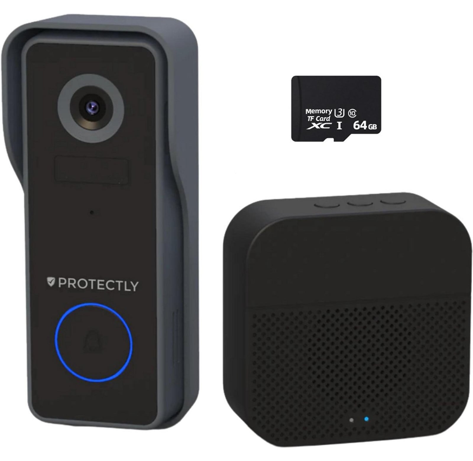Protectly Slimme Video Deurbel - WiFi Draadloos - Waterdicht - Incl. Gong & 64GB SD - 2K Ultra HD