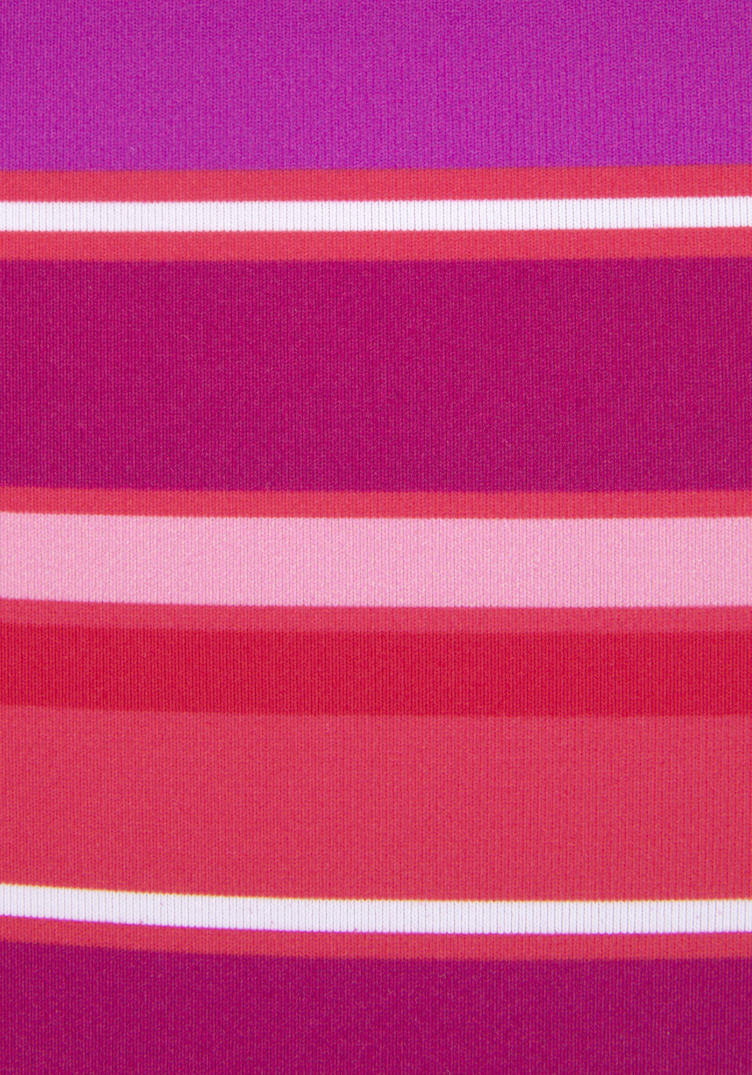 Bikini-Hose S.OLIVER "Fun", Damen, Gr. 42, N-Gr, pink (pink bedruckt), Recycling-Polyamid, gestreift, Badehosen Bikini-Hose, mit Umschlagbund und trendigem Streifen-Design pink bedruckt 42, N-Gr