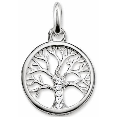 Kettenanhänger THOMAS SABO "Lebensbaum-Design", silber (silberfarben, weiß, weiß), Schmuckanhänger, Damen, Silber 925 (recycelt), 1,46 g, Kettenanhänger, mit Zirkonia