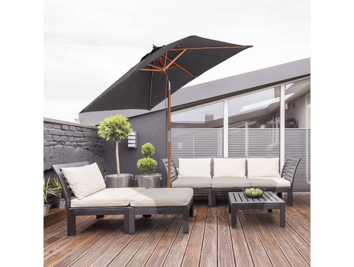Outsunny Parasol Rectangulaire Bois Gris Inclinable