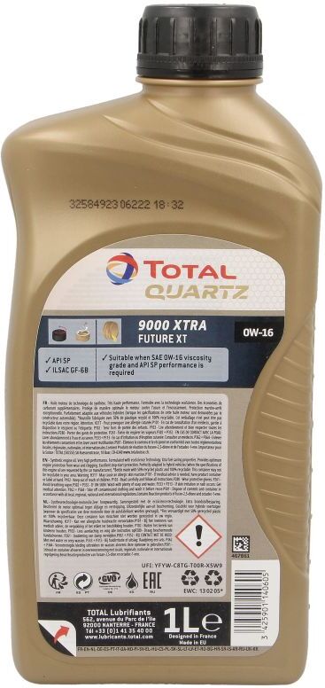 Moottoriöljy Totalenergies 2225508 Quartz 9000 Future Xt 0w16 1l