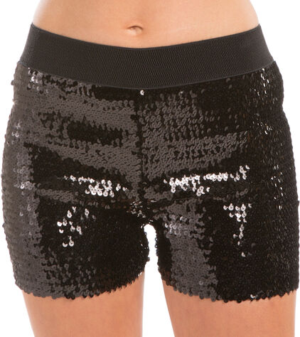 Pailletten-Hotpants, schwarz