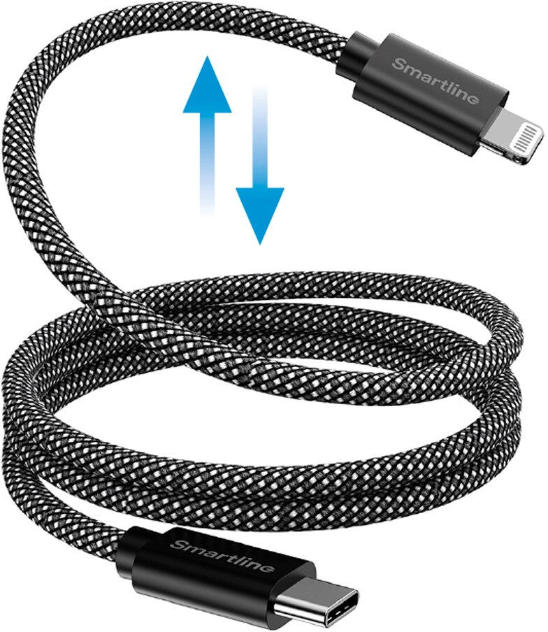 Smartline Magnetisk Opladerkabel USB-C til Lightning 1m - 27W - Sort