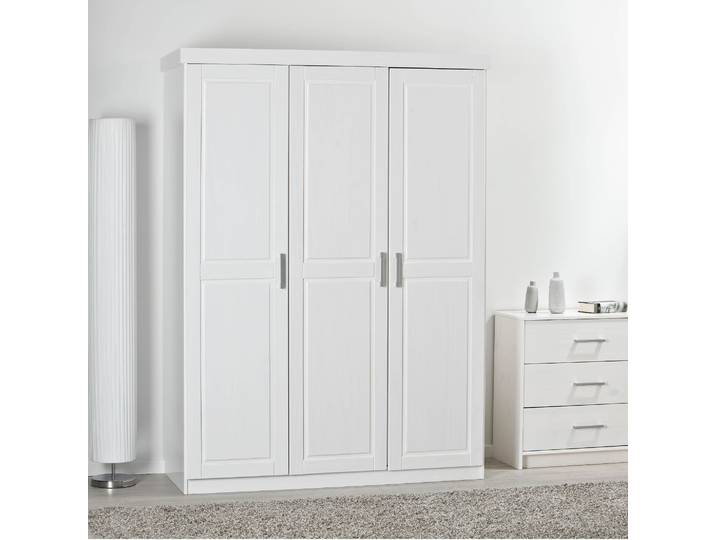 Armoire 3 portes en bois massif blanc - AR12023