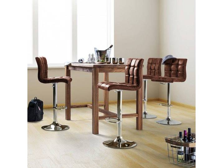 Tabouret de bar Fitzgerald 46 x 97 x 50cm Marron vieilli / Chrome 1 tabouret