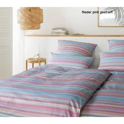Elegante Bettwäsche Facet - 155x220 cm + 80x80 cm	flieder pink gestreift