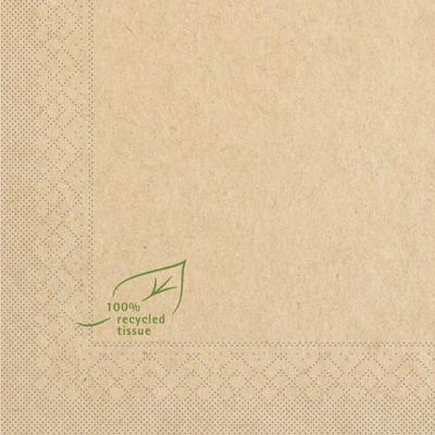 Recycled Tissue Serviette Naturbraun, 40 x 40 cm, 3-lagig, 100 Stück - Mank