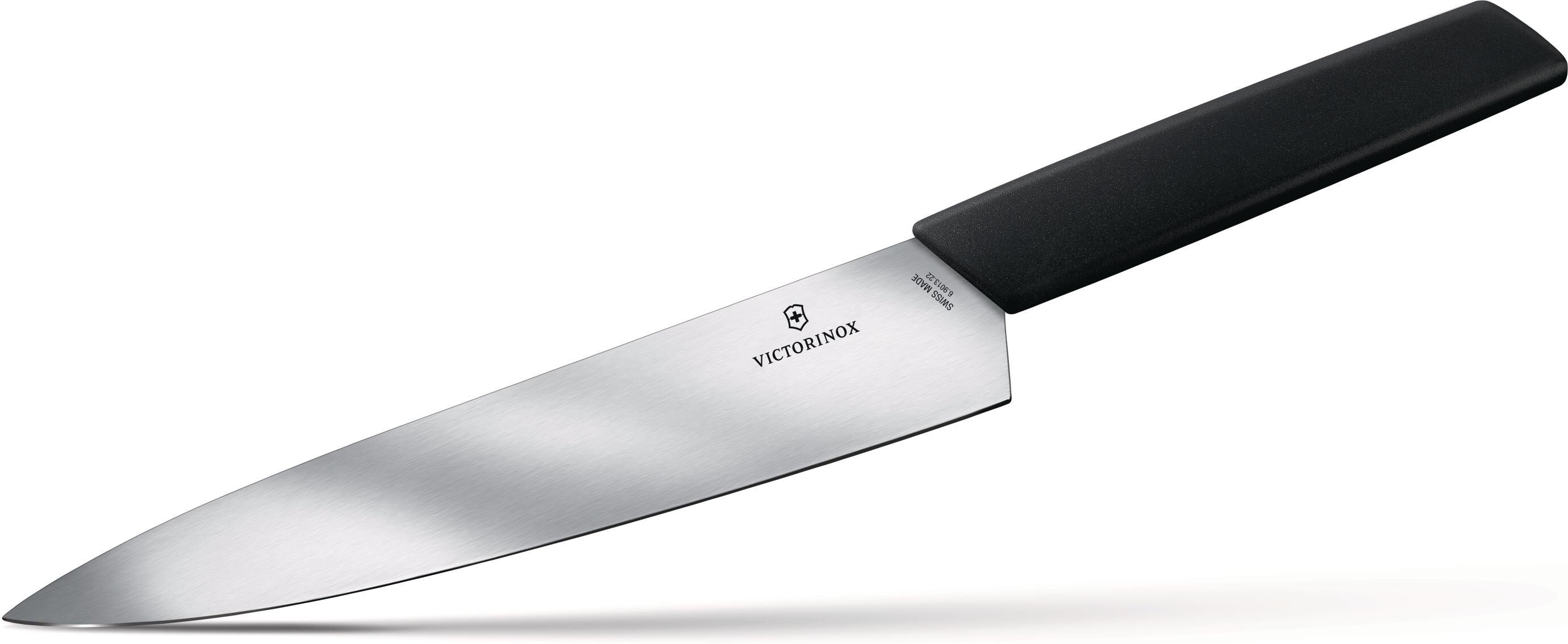 Tranchiermesser VICTORINOX "Tranchiermesser Swiss Modern Schwarz", silber (schwarz, silberfarben), Stahl, Kochmesser, Tranchiermesser schwarz, silberfarben Einheitsgröße