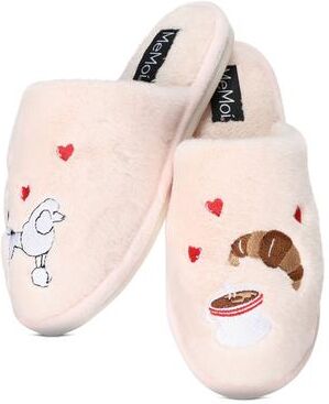 Women's Women's I Love Paris Plush Slippers by MeMoi in Pale Blush (Size L)