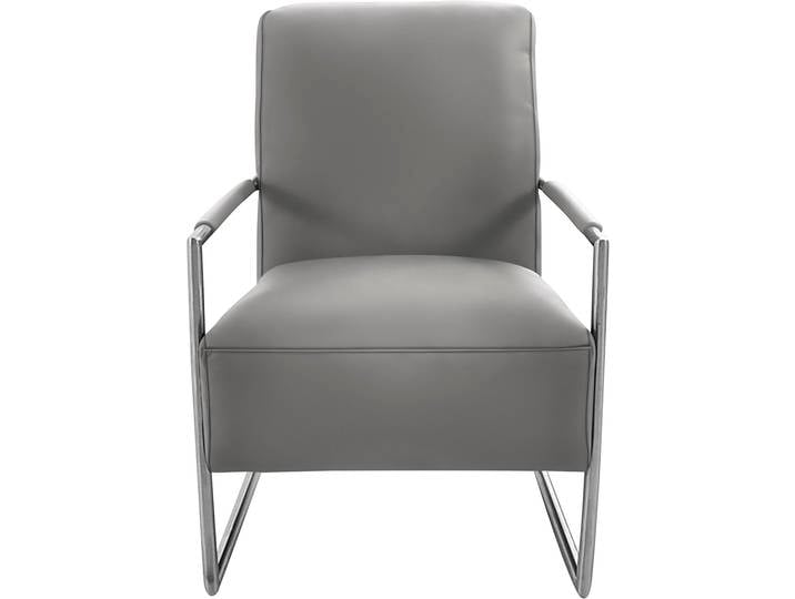 Cocktailsessel K+W KOMFORT & WOHNEN, grau, B:62cm H:77cm T:83cm, Sessel, Cocktailsessel, mit bezogenen Armlehnen, Gestell in Metall Edelstahloptik