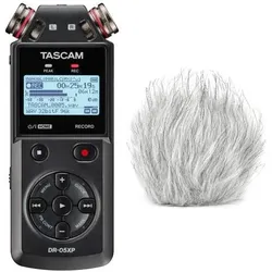 Tascam Audio-Recorder DR-05XP mit Windschutz (Handheld, Mehrspurrecorder), Audiorecorder, Schwarz