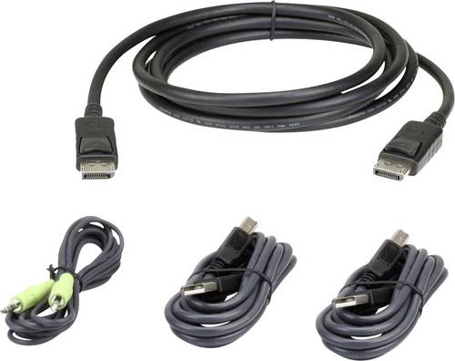 ATEN KVM Anschlusskabel [1x DisplayPort Stecker, USB 2.0 Stecker A, Klinkenstecker 3.5mm - 1x USB 2.0 Buchse B, Klinkenstecker