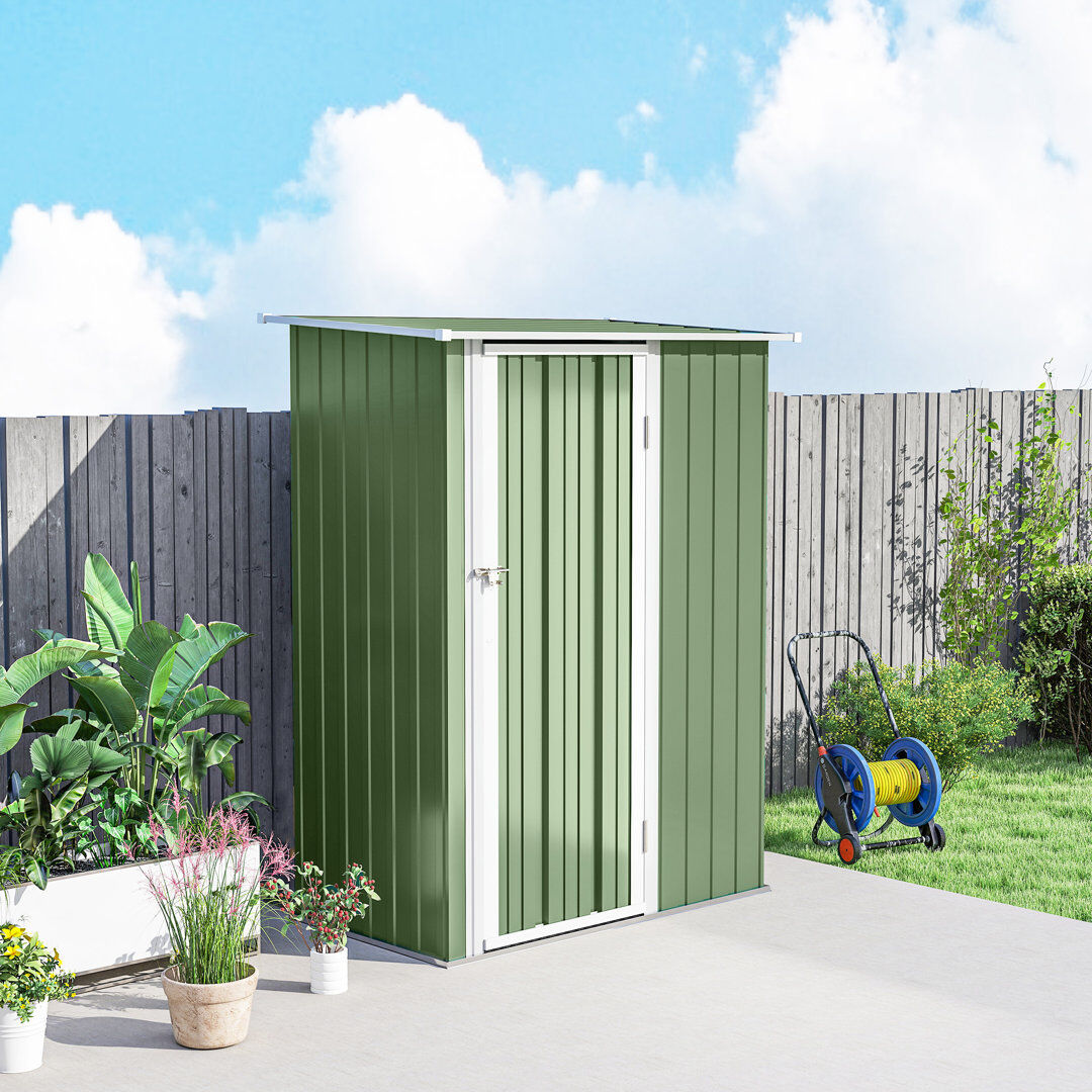 Outsunny 5ft x 3ft Garden Storage Shed Waterproof Sloped Roof Light Green 142cm W X 86cm D X 189cm H