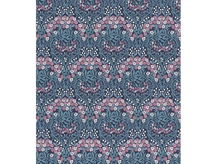 Rasch Tapete 710038 - Dunkelblaue Vliestapete mit Blättern in Hellblau und Blumen in Rosa und Weiß aus der Kollektion Sophia - 10,05m x 0,53m (LxB)