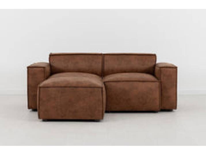 Zweisitzer-Sofa Model 03 mit Chaiselongue links, Kastanienbraun