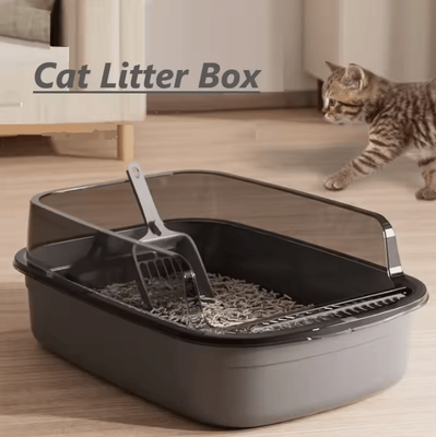 Inspire Curations SplashGuard Semi Enclosed Cat Litter Box gray A