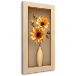 LEINWANDBILD Blumen in einer Vase in einer 3D-Vertiefung 50x100cm