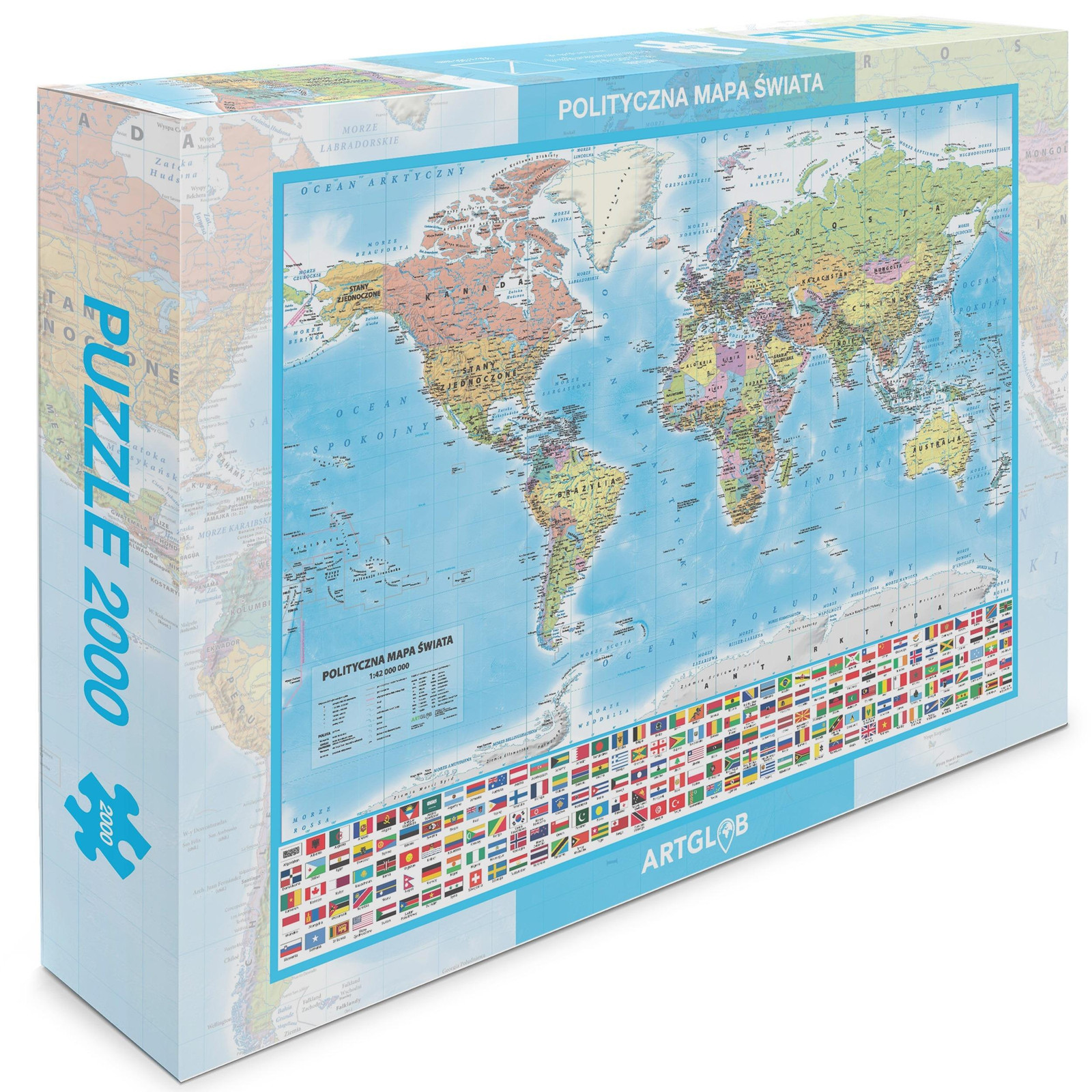 ArtGlob Politieke wereldkaart puzzel met 2000 stukjes