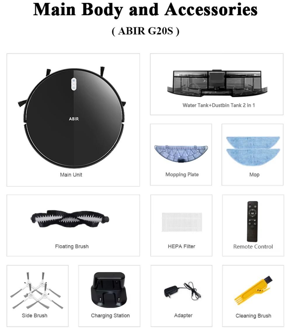 Saugroboter G20S - 6000 Pa Saugkraft - Saugen Und Wischen - 2D-Karte Mit Gyro-Speicher - HEPA-Filter - WLAN-App Und Fernbedienung - Schwarz