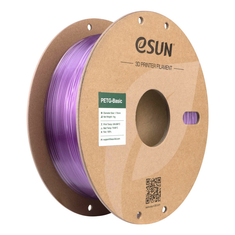 eSUN PETG-Basic 3D Filament Transparant Lichtpaars, 1,75 mm, 1 kg
