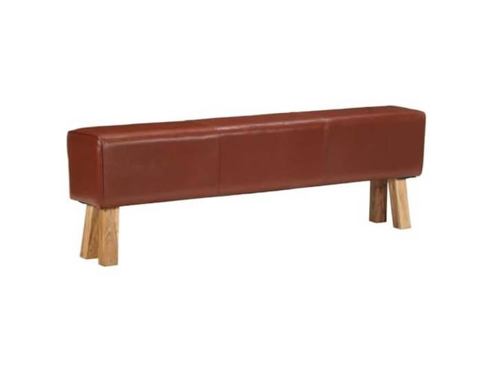 XHNIFBN Sitzbank Turnbock 160 cm Echtleder Akazienholz Braun Stilvolle Polsterbank im Nostalgie-Turnbock-Design für Wohnzimmer und Flur, mit weichem Lederbezug und hoher Stabilität.