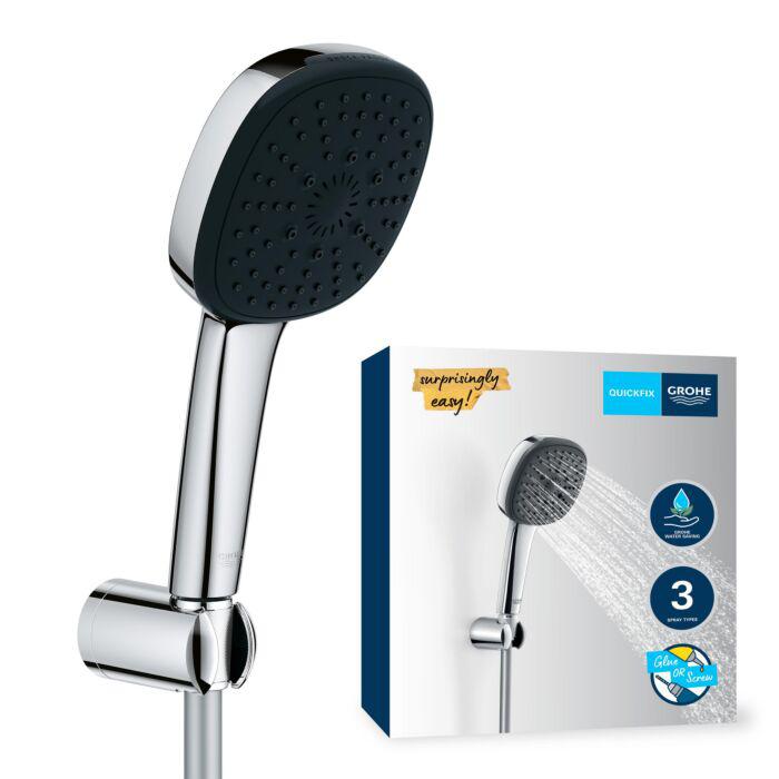 Grohe Vitalio Comfort 110 Wandhalterset 26176001 3 Strahlarten (RAIN, JET, MASSAGE) chrom