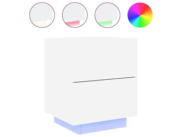 @FRENCH Table de nuit/d'appoint - TOP VENTES - Armoire de chevet avec lumières LED blanc - Bois d'ingénierie - Meuble de rangement