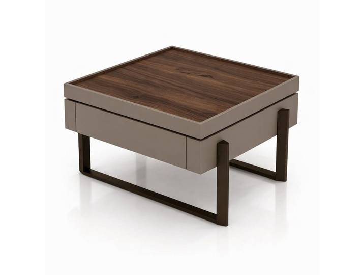 Xlmoebel Couchtisch Brauner Couchtisch aus Holz und Metall im modernen Design für, Made in Europa