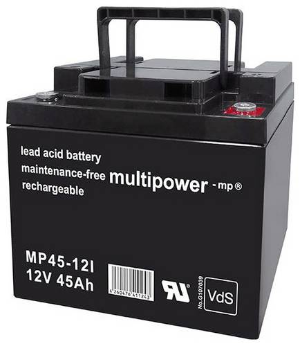 Multipower MP45-12I 117741 Bleiakku 12V 45Ah Blei-Vlies (AGM) (B x H x T) 199 x 171 x 166mm M6-Schraubanschluss Wartungsfrei