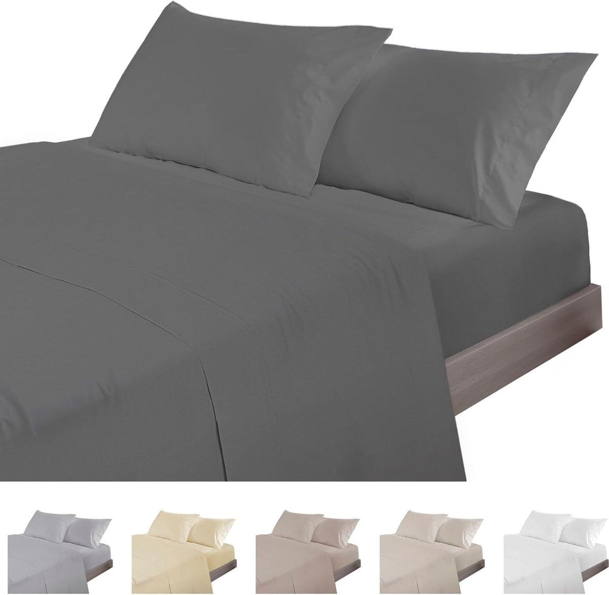 Cama 4-delig luxe beddengoedset - Antraciet - 200 x 220 cm