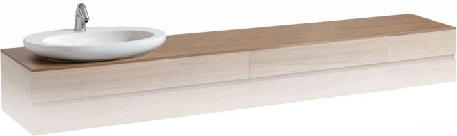 LAUFEN Alessi One Möbeldeckplatte H4246020976311 2400x12x500mm, Ausschnitt links, weiß