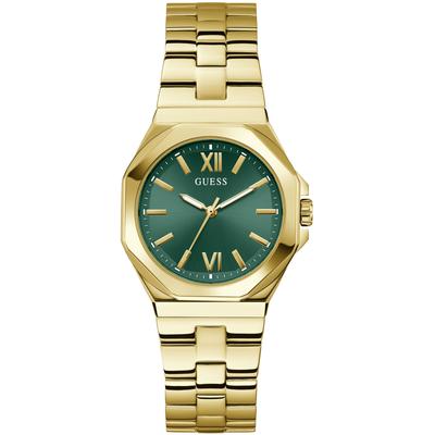 Quarzuhr GUESS "EMPRESS", gold (goldfarben), Armbanduhren, Damen, Quarzuhr, Armbanduhr, Damenuhr, Edelstahlarmband