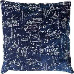Deko-Kissen Schrift, Sofakissen Zierkissen mit Füllung, blau Glanz-Effekt 45x45cm