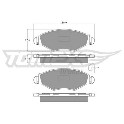 TOMEX BRAKES Bremsbelagsatz, Scheibenbremse TX 13-43 Vorderachse für Peugeot Citroën NAZA