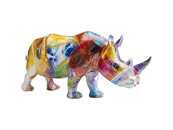 Kare Design Dekofigur Colored Rhino, Mehrfarbig, Modern, Dekostatue, Geschenkidee, Deko-Accessoires, Dekoration Heimdekoration für Wohnzimmer, Schlafzimmer, 17x8x6 cm