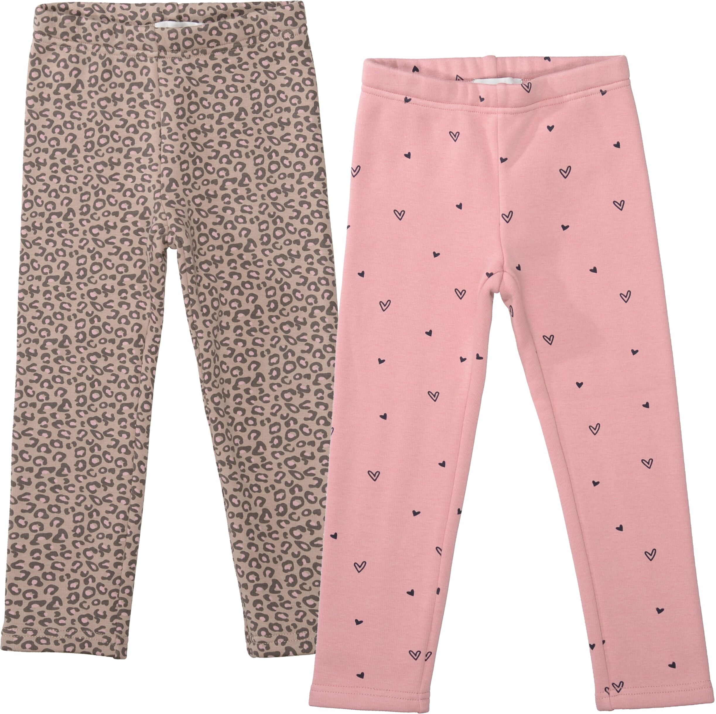 Thermoleggings STACCATO, Mädchen, Gr. 104/110, N-Gr, rosa (rouge, aop, soft nature, aop), Web, Obermaterial: 65% Polyester, 30% Baumwolle, 5% Elasthan, bedruckt, lang, Hosen Thermoleggings, 2er Pack Winter-Leggins / bedruckt / für Girls rouge, aop, soft n