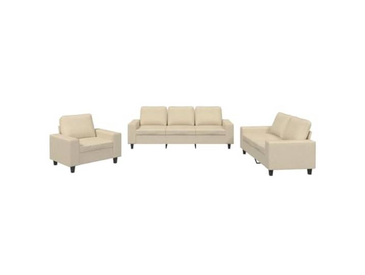 Coespram 3-tlg. Sofagarnitur mit Kissen, Couch Set Creme Stoff Bequeme Polstermöbel fürs Wohnzimmer mit atmungsaktivem Polyesterbezug, robustem Metallunterbau und weichen Sitzauflagen.