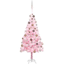 vidaXL Künstlicher Weihnachtsbaum mit Beleuchtung & Kugeln Rosa 120cm