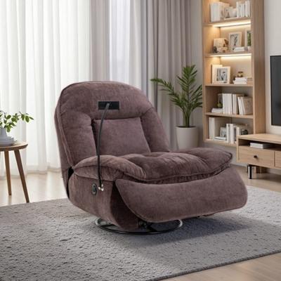 VIVIADORE Chenille Swivel Recliner Chair, 360° Rotating Electric Lounge Chair with Adjustable Backrest & Footrest, Phone Holder