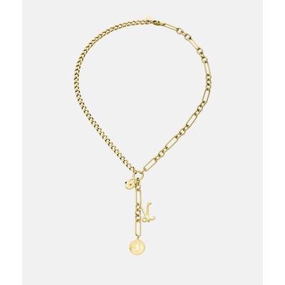 Kette mit Anhänger LIEBESKIND BERLIN "Schmuck Geschenk Edelstahl Halskette Coins and Charms", gold (gelbgoldfarben), Halsketten, Damen, Edelstahl, L: 50 B: 8mm, B:8mm