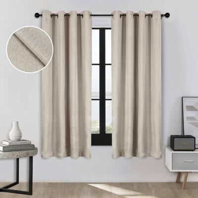 Superior Linen Washable Room Darkening Curtains, Set of 2 Panels